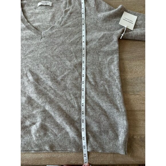 Nordstrom NWT Cashmere V-Neck Sweater in Beige Hummus Heather Size XXL - Picture 9 of 10